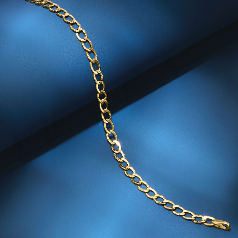 Italian 3mm 14kt Yellow Gold Curb-Link Bracelet. 7&quot; image number 2