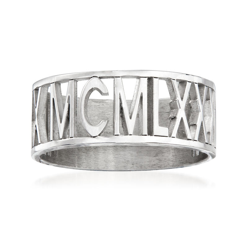 Sterling Silver Personalized Roman Numeral Ring image number 0