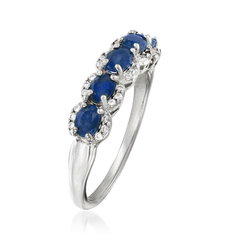 1.20 ct. t.w. Sapphire and .10 ct. t.w. White Zircon Ring in Sterling Silver image number 2
