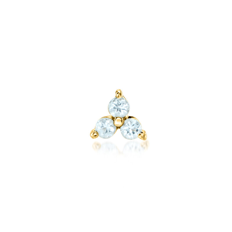 Aquamarine Three-Stone Stud Earrings in 14kt Yellow Gold image number 2