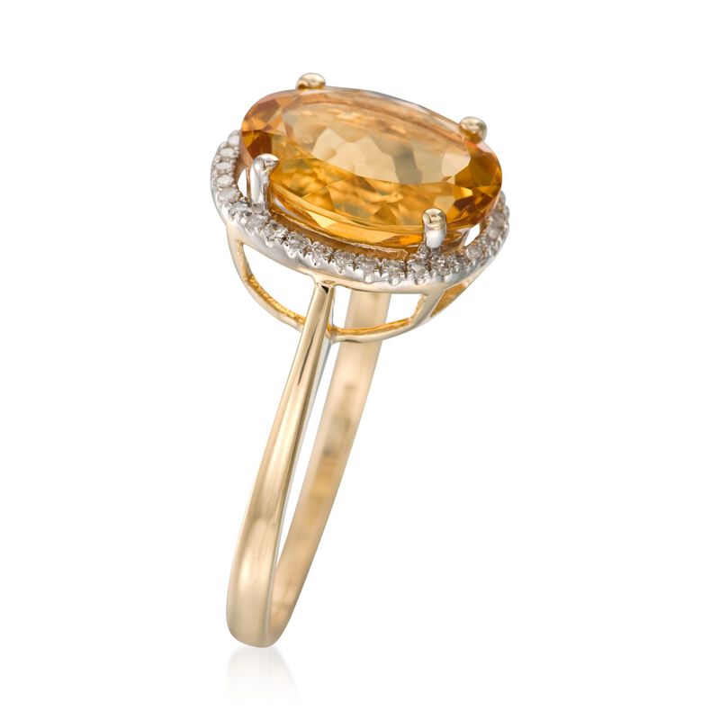 4.20 Carat Oval Citrine and Diamond Ring in 14kt Yellow Gold image number 2