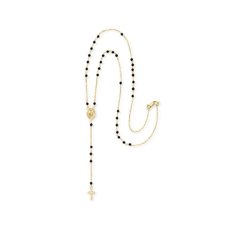 Italian Onyx Bead Rosary Necklace in 18kt Yellow Gold image number 2