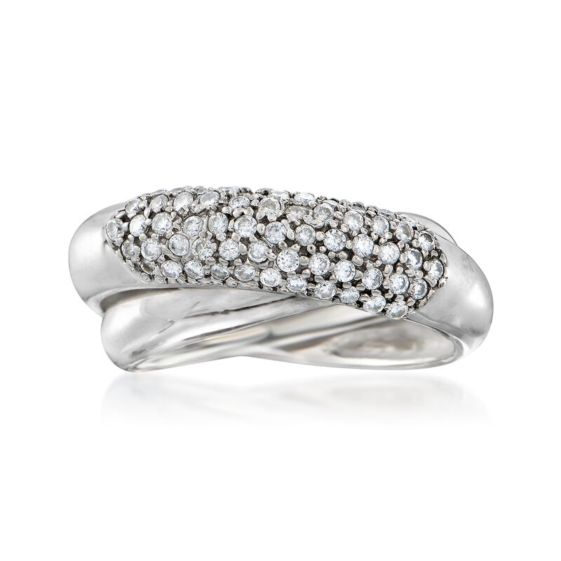 C. 1990 Vintage .60 ct. t.w. Diamond Crisscross Ring in 14kt White Gold . Size 7 image number 0