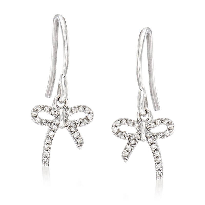 Bow Drop Earrings with Diamond Accents in Sterling Silver image number 0