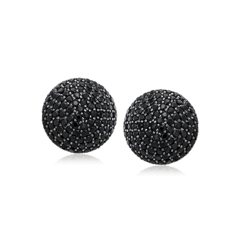 4.00 ct. t.w. Black Spinel Button Earrings in Sterling Silver  image number 0