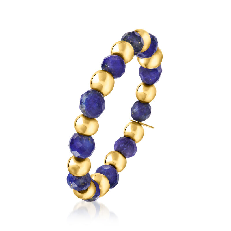 3-3.5mm Lapis Bead Stretch Ring with 14kt Yellow Gold image number 2