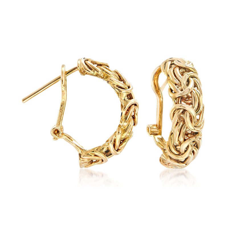 14kt Yellow Gold Byzantine Hoop Earrings image number 0
