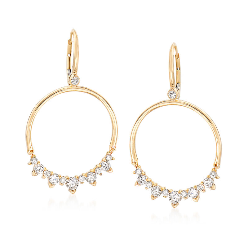 1.45 ct. t.w. Diamond Open Circle Drop Earrings in 14kt Yellow Gold image number 0