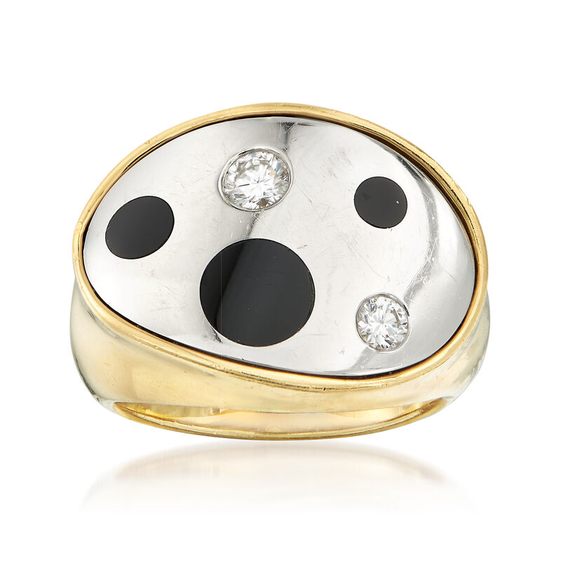 C. 1990 Vintage Black Onyx and .25 ct. t.w. Diamond Ring in 18kt Yellow Gold . Size 6 image number 0