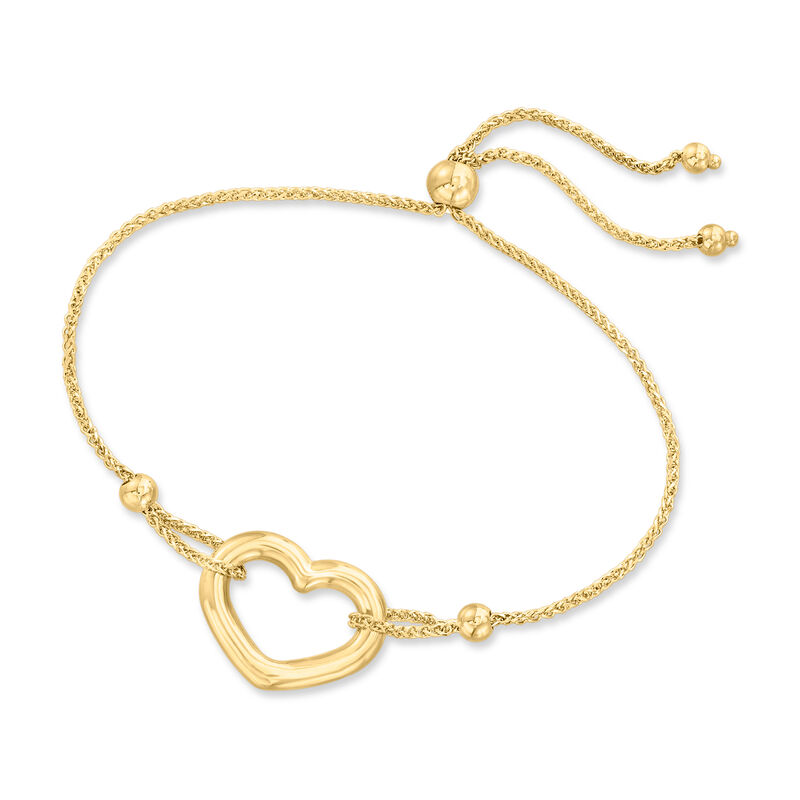 14kt Yellow Gold Open-Space Heart Bolo Bracelet image number 2