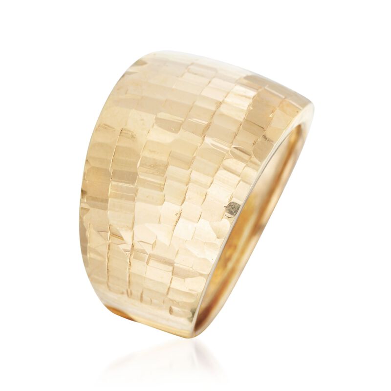 Italian 18kt Yellow Gold Wide Tile Patterned Ring. Size 5 image number 2