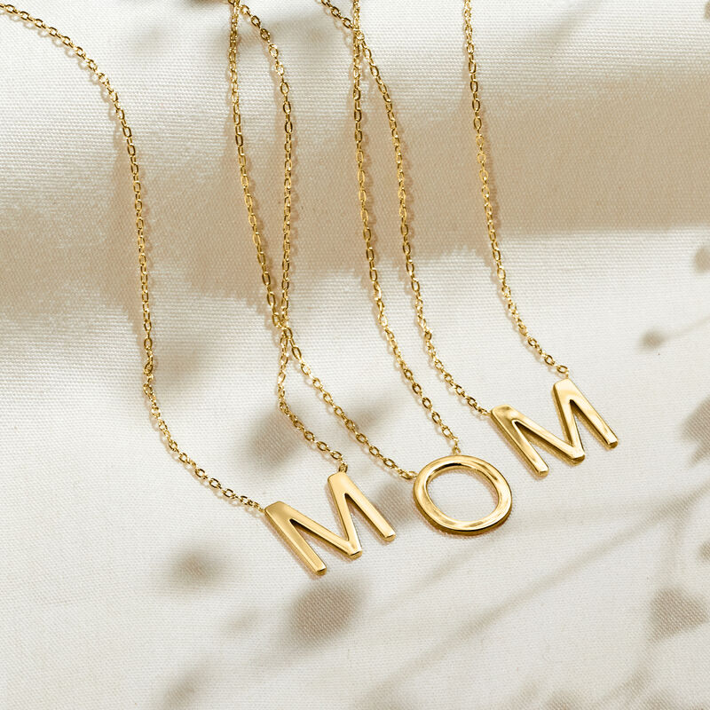 W - Italian 14kt Yellow Gold Initial Necklace. 16&quot; image number 2