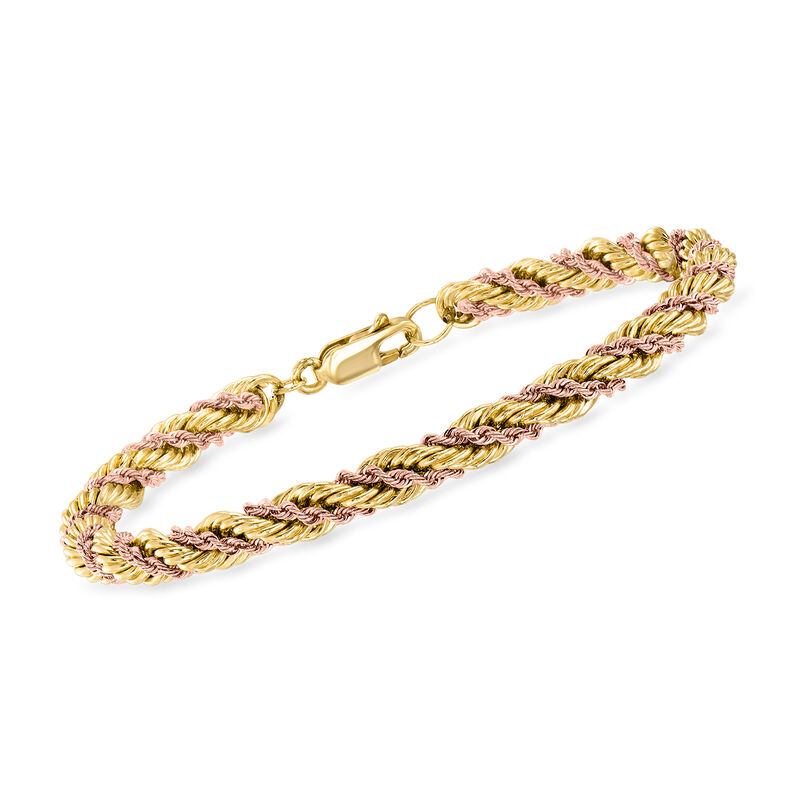 C. 1970 Vintage 14kt Two-Tone Gold Twisted Rope-Chain Bracelet image number 0