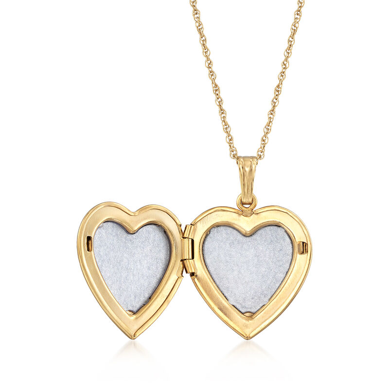 14kt Yellow Gold Heart Locket Necklace with Diamond Accent image number 2