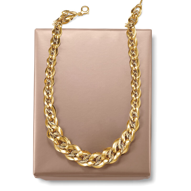 Italian 14kt Yellow Gold Graduated Oval-Link Necklace image number 2