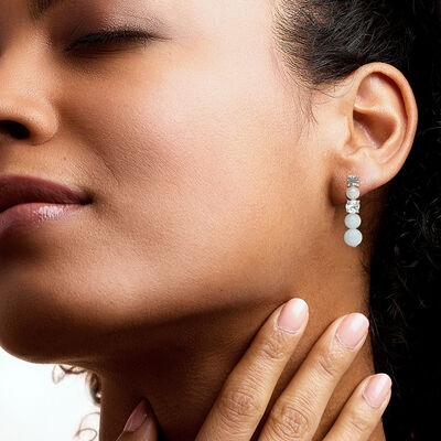 9.00 ct. t.w. Milky Aquamarine and 1.90 ct. t.w. Sky Blue Topaz Drop Earrings in 18kt Gold Over Sterling