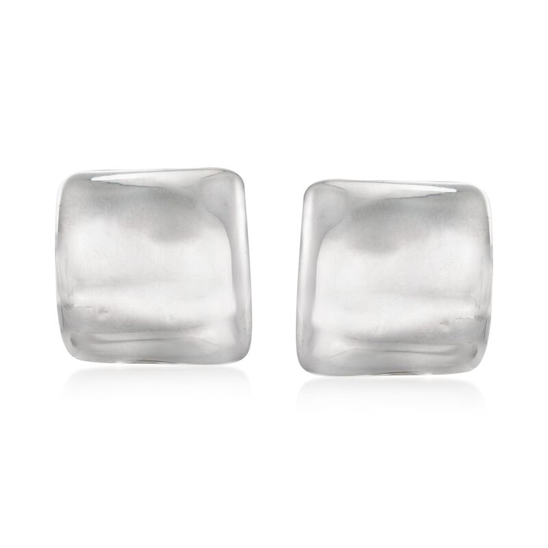 Sterling Silver Large Square Clip-On Earrings image number 0