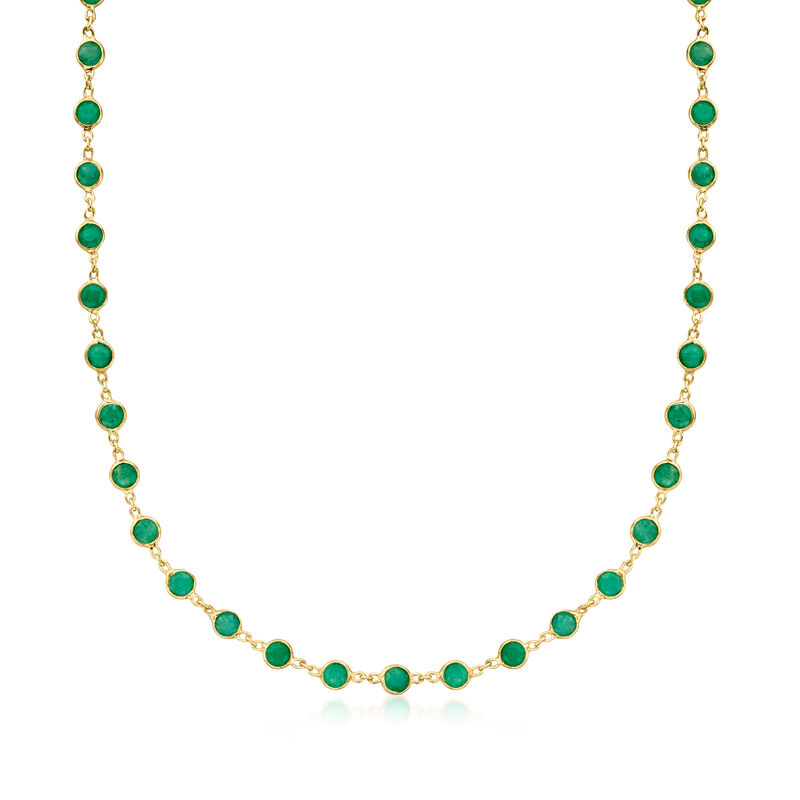 5.75 ct. t.w. Bezel-Set Emerald Necklace in 18kt Gold Over Sterling image number 0