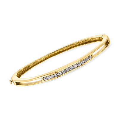 C. 1990 Vintage 1.00 ct. t.w. Diamond Bangle Bracelet in 14kt Yellow Gold
