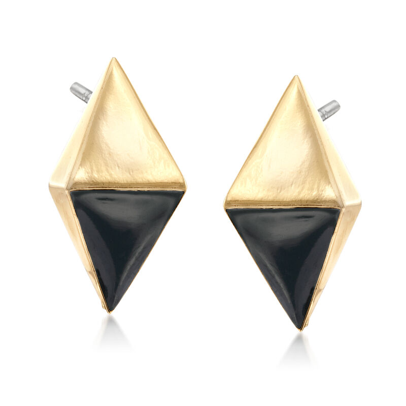 Via Collection Goldtone Kite-Shaped Earrings with Black Enamel image number 2
