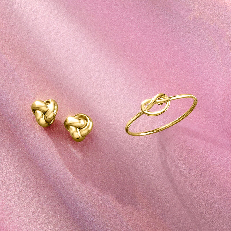 Italian 14kt Yellow Gold Love Knot Stud Earrings image number 3