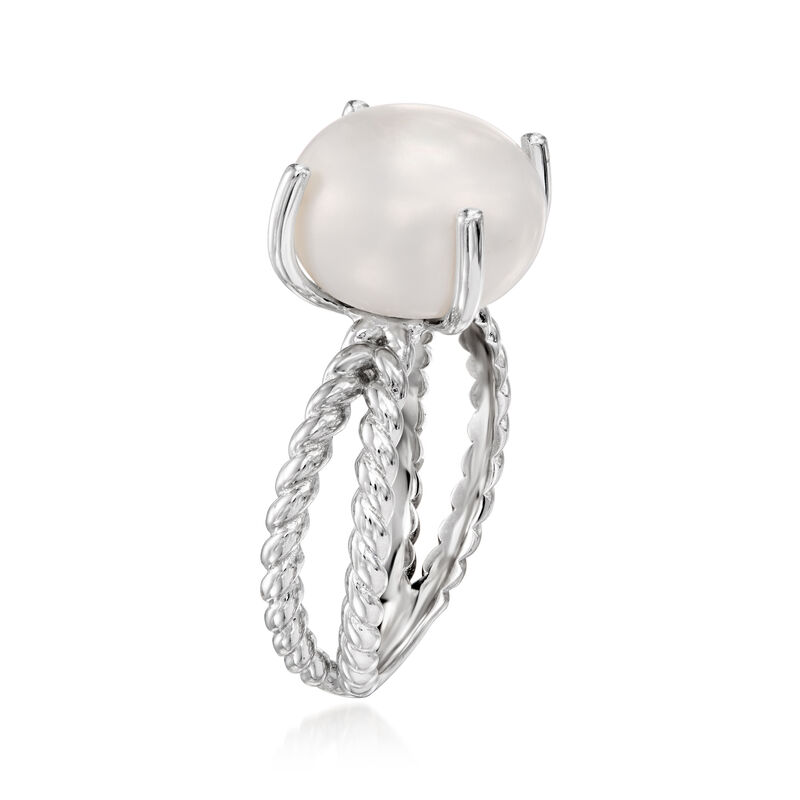 12mm Cultured Pearl Open-Space Roped Ring in Sterling Silver image number 2