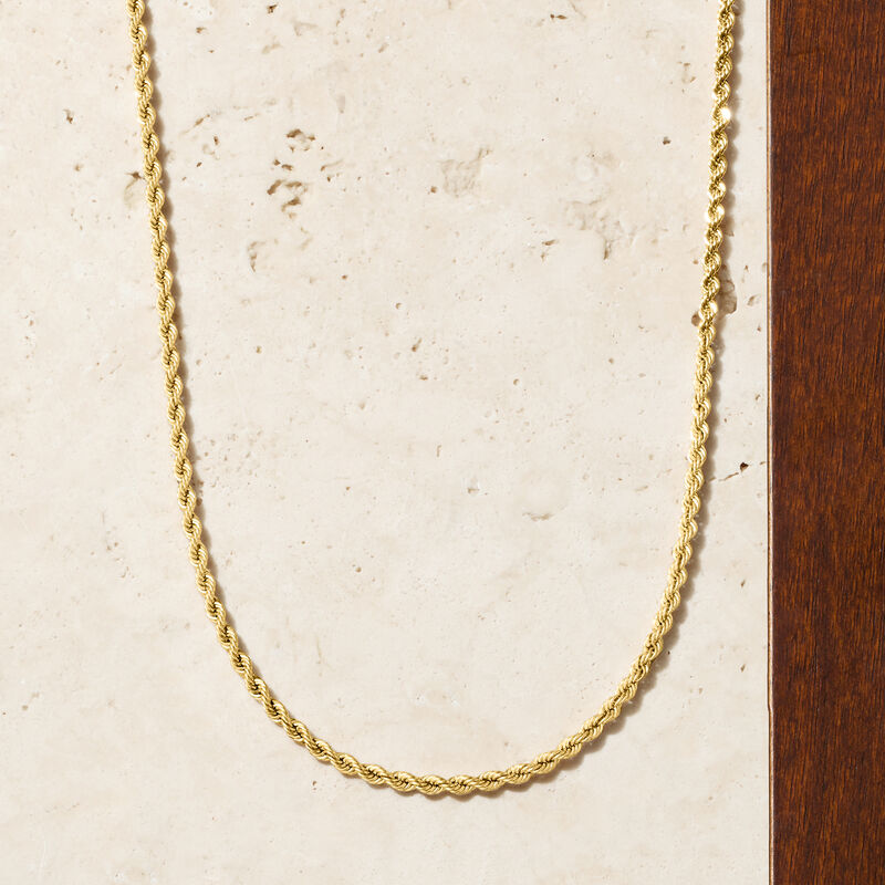 Italian 2.7mm 18kt Yellow Gold Rope-Chain Necklace image number 2