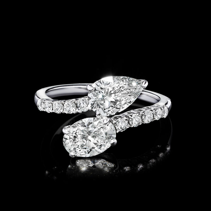 2.30 ct. t.w. Lab-Grown Diamond Toi et Moi Bypass Ring in 14kt White Gold image number 3