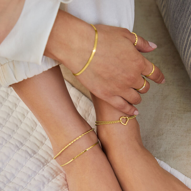 1.75mm 10kt Yellow Gold Mariner-Link Anklet. 10&quot; image number 4