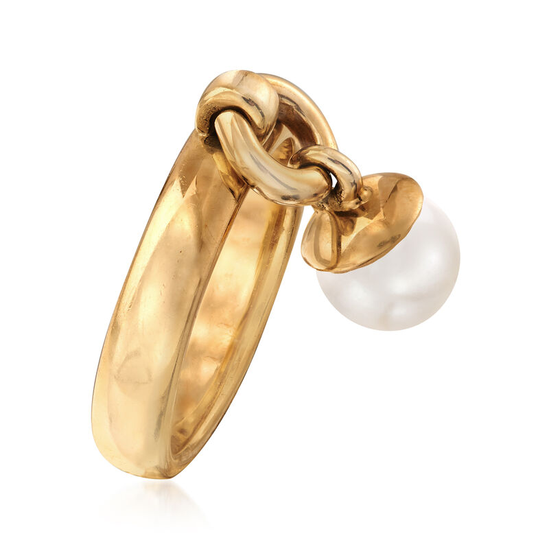 C. 1990 Vintage Tiffany Jewelry 6.5mm Cultured Pearl Ring in 18kt Yellow Gold image number 2
