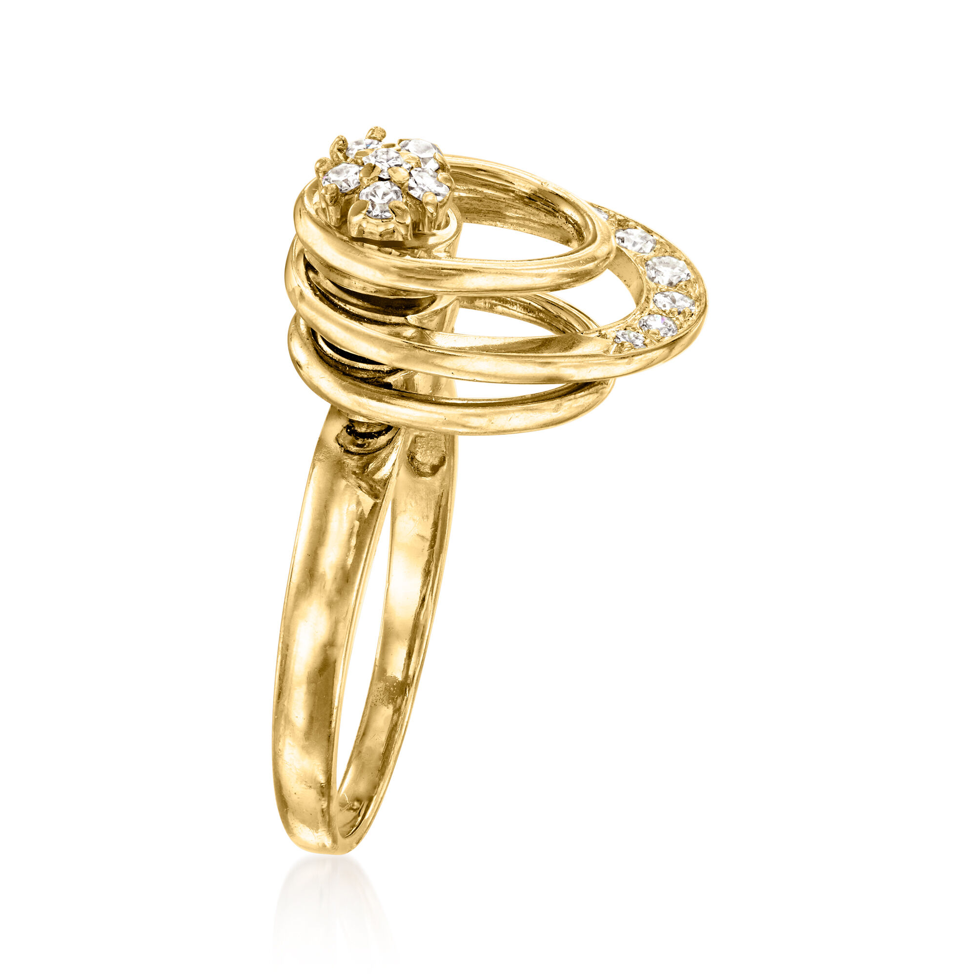 C. 1975 Vintage Norman Teufel .25 ct. t.w. Diamond Spinning Ring in 14kt Yellow Gold. Size
