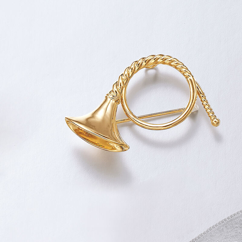 18kt Yellow Gold Over Sterling Silver French Horn Pin image number 2