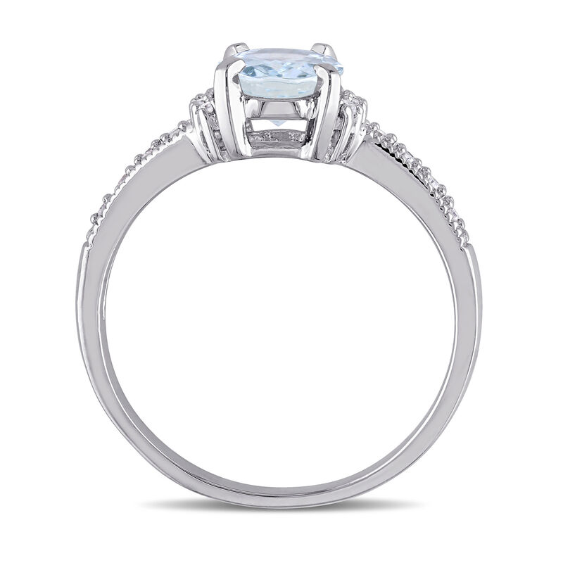 1.00 Carat Aquamarine Ring with Diamonds in Sterling Silver image number 3