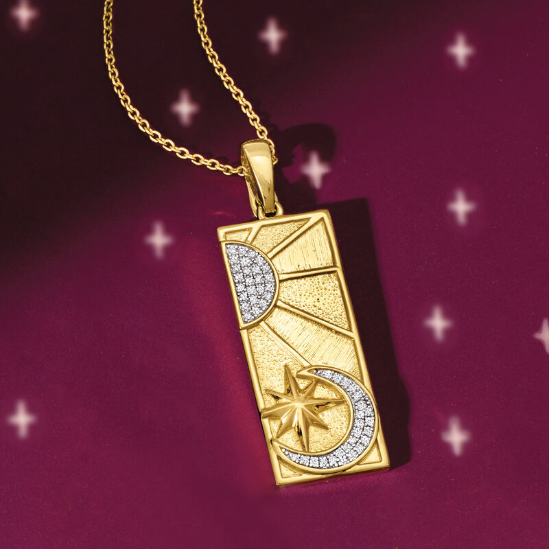 .15 ct. t.w. Diamond Celestial Tag Pendant Necklace in 18kt Gold Over Sterling image number 3