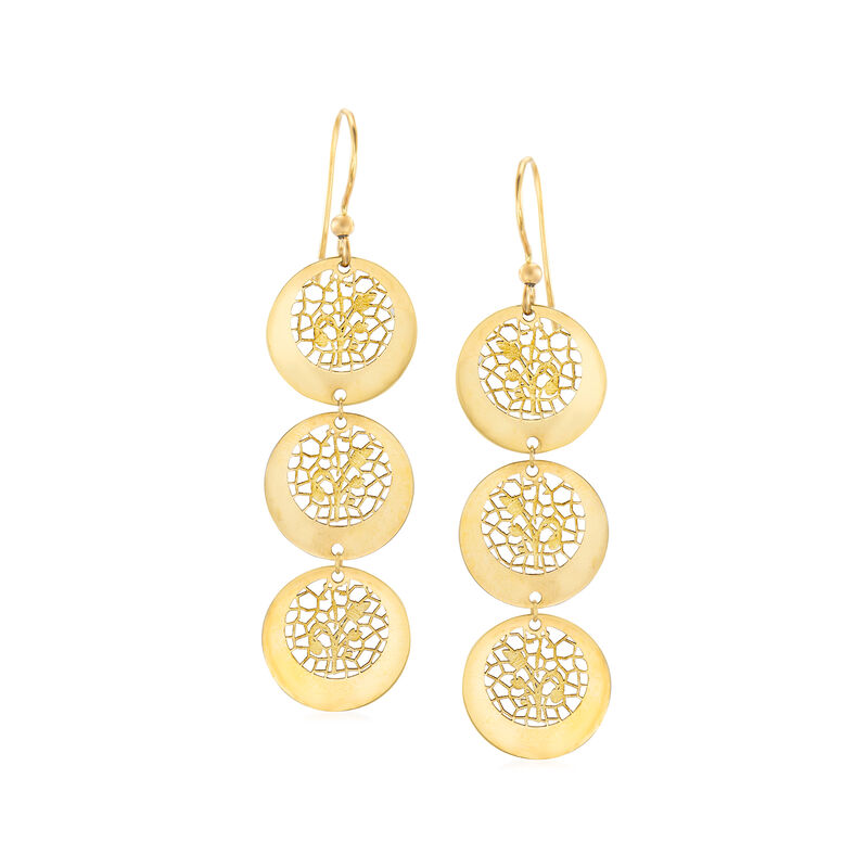 Italian 14kt Yellow Gold Filigree Linear Drop Earrings  image number 0