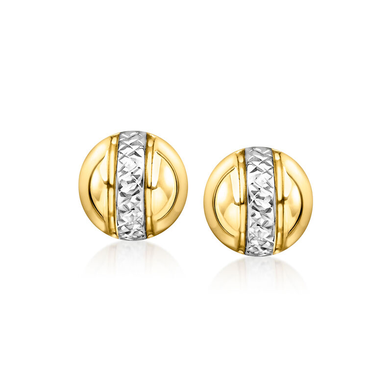 Italian 10kt Two-Tone Gold Diamond-Cut Domed Earrings  image number 2