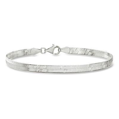 Italian 4mm Sterling Silver Herringbone Bracelet 