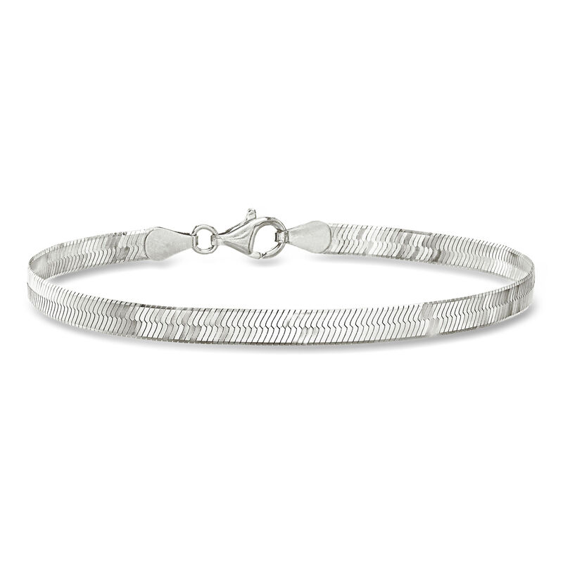 Italian 4mm Sterling Silver Herringbone Bracelet  image number 0