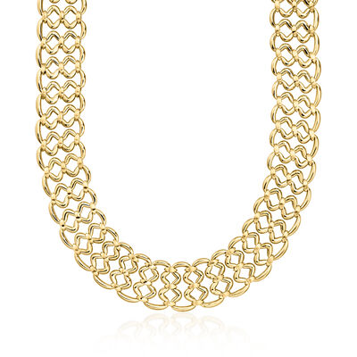 C. 1980 Vintage 18kt Yellow Gold Curvy Openwork Necklace