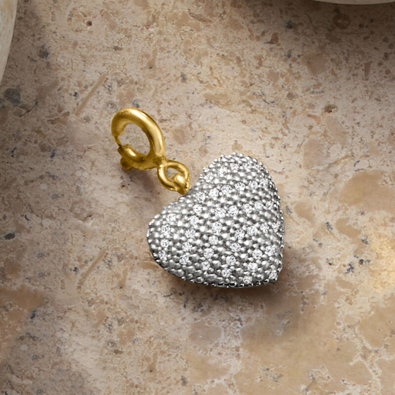 .20 ct. t.w. Diamond Heart Charm in 18kt Gold Over Sterling  image number 3