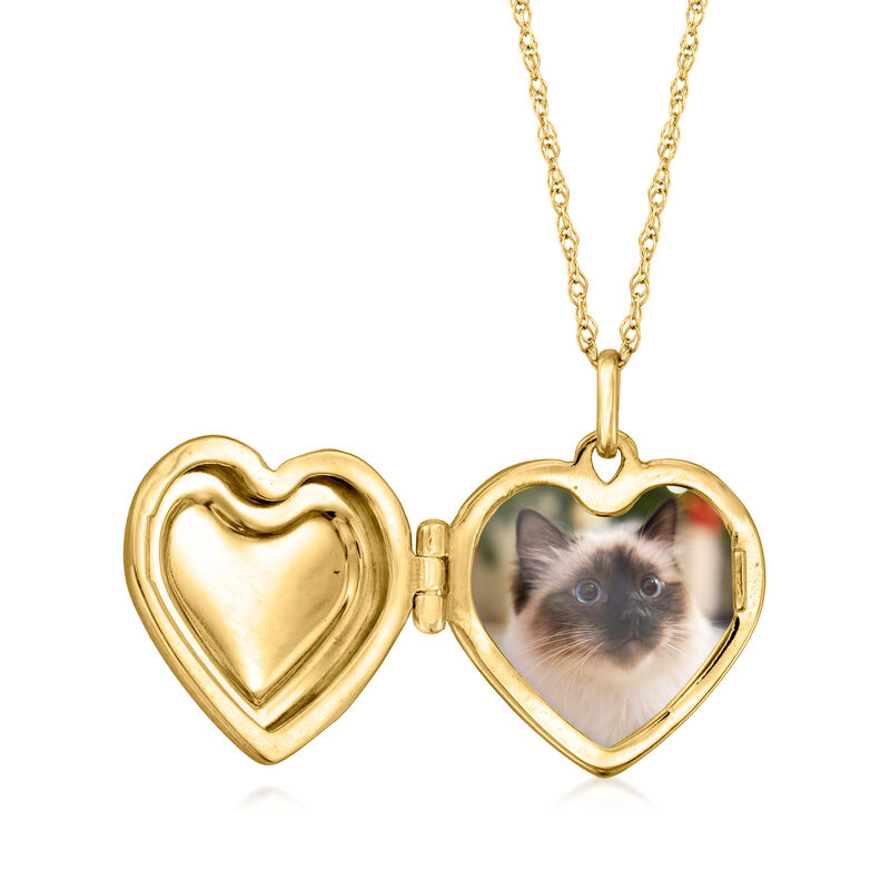 Red Enamel Heart Locket Necklace in 14kt Yellow Gold. 18&quot; image number 2