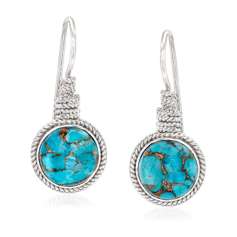 Turquoise Roped Drop Earrings in Sterling Silver image number 0