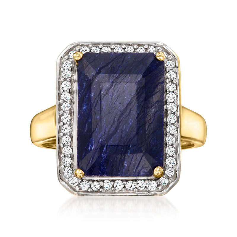 7.00 Carat Sapphire and .20 ct. t.w. Diamond Ring in 14kt Yellow Gold image number 0