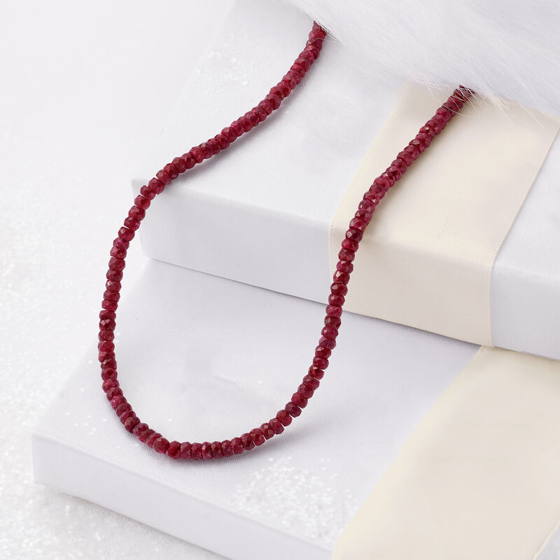 50.00 ct. t.w. Ruby Bead Necklace in 14kt Yellow Gold image number 4