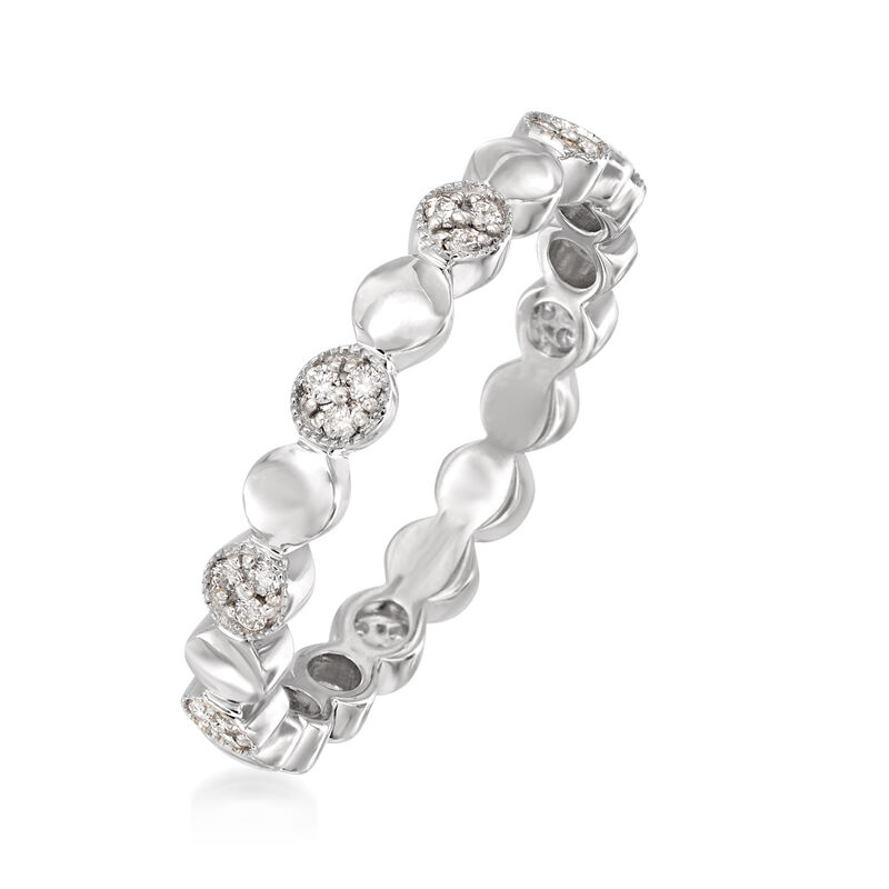 .13 ct. t.w. Pave Diamond Alternating Circle Eternity Band in 14kt White Gold image number 2