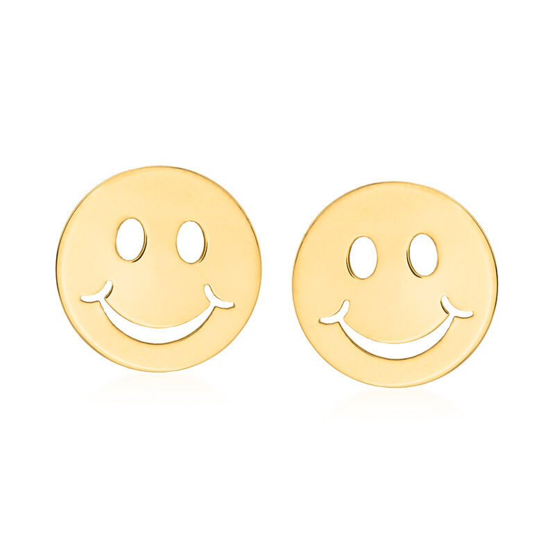 Italian 14kt Yellow Gold Smiley Face Stud Earrings image number 0