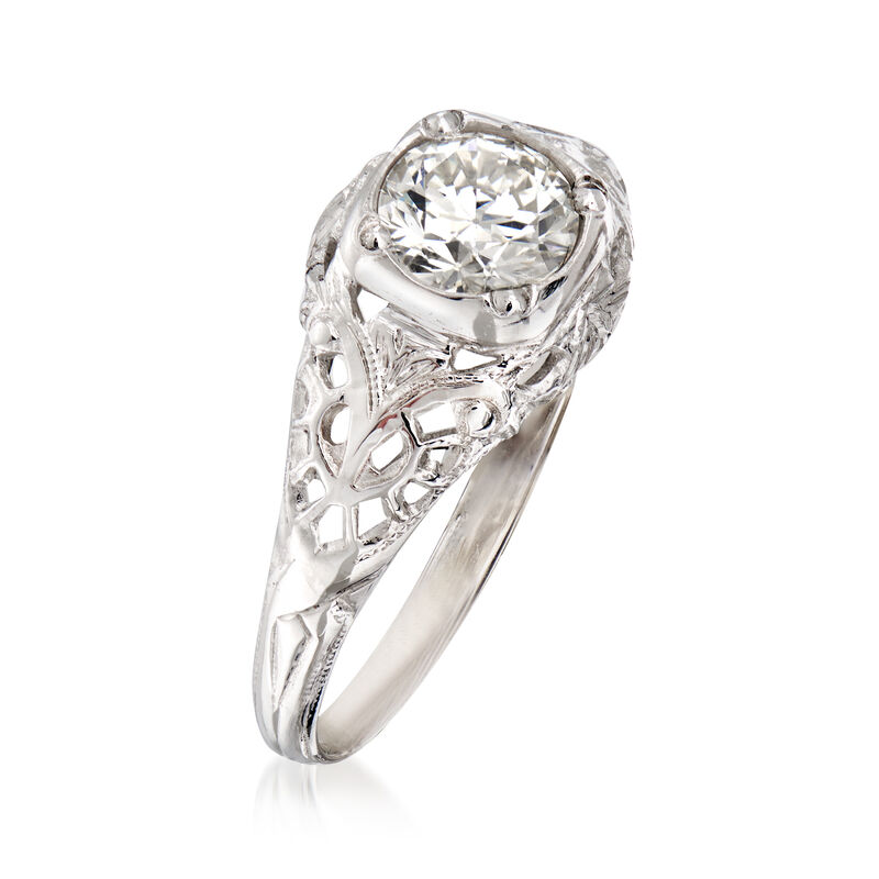C. 1960 Vintage .65 Carat Diamond Filigree Ring in 18kt White Gold image number 2