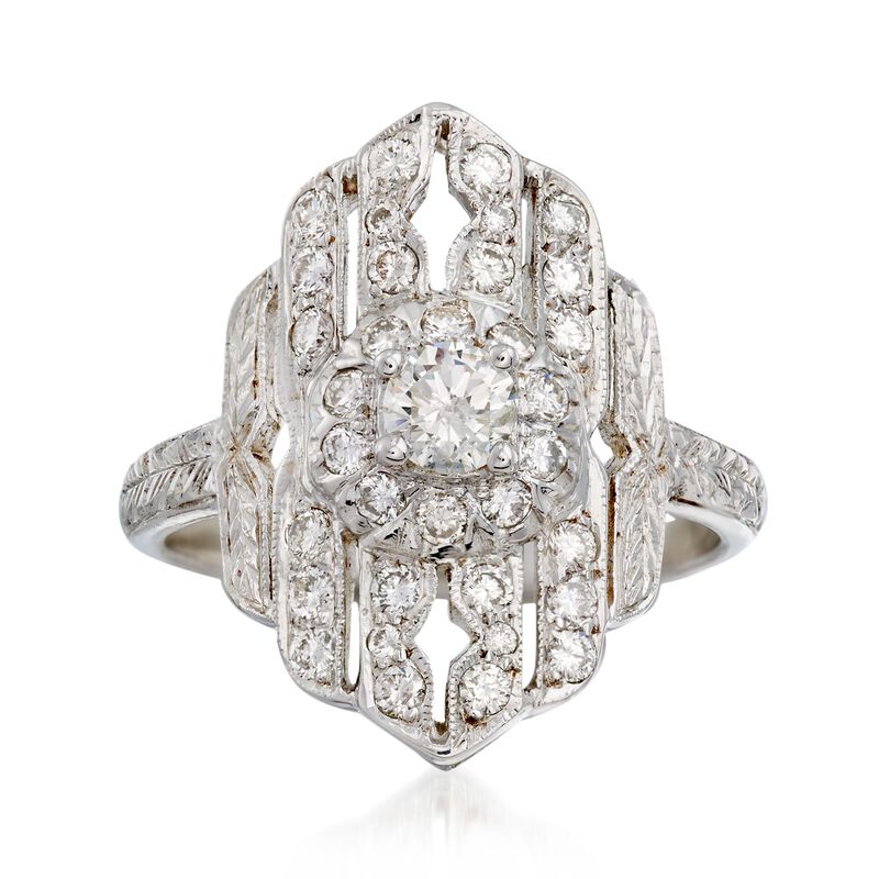 C. 1980 Vintage .65 ct. t.w. Diamond Dinner Ring in 18kt White Gold. Size 6.5 image number 0