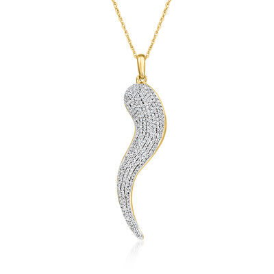 .50 ct. t.w. Diamond Italian Horn Pendant Necklace in 18kt Gold Over Sterling