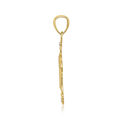 14kt Two-Tone Gold Diamond-Cut Cross Pendant